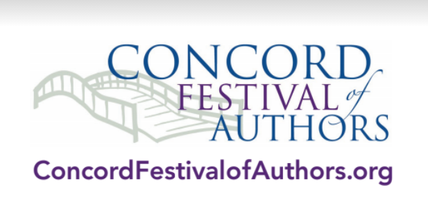 Concord Festival of Authors logo, including an illustration of Old North Bridge. concordfestivalofauthors.org