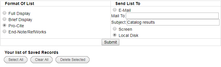 Send list to options with "Local disk selected"